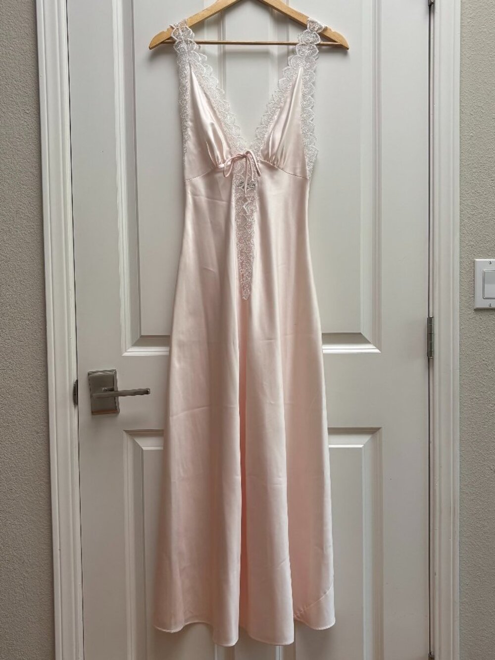 Vintage Dior Pink Silk Lace V Neck Plunge Slip Dress Size XS S | Christian Dior